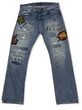Polo Ralph Lauren Military Tiger Bolt Patch 67th Air Varick Slim Jeans 31x30
